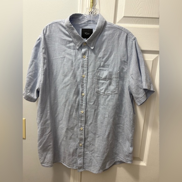 Mens Rails Fairfax Blue Melange Patch Pocket Cotton Shirt XL - Picture 2 of 7